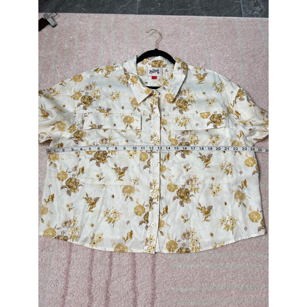 Woolrich x Target Floral Cropped Boxy Button Front Blouse Size XL Like New Fall - Picture 6 of 9
